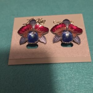 Le Xiao Creations Fish Earrings - Red and Blue